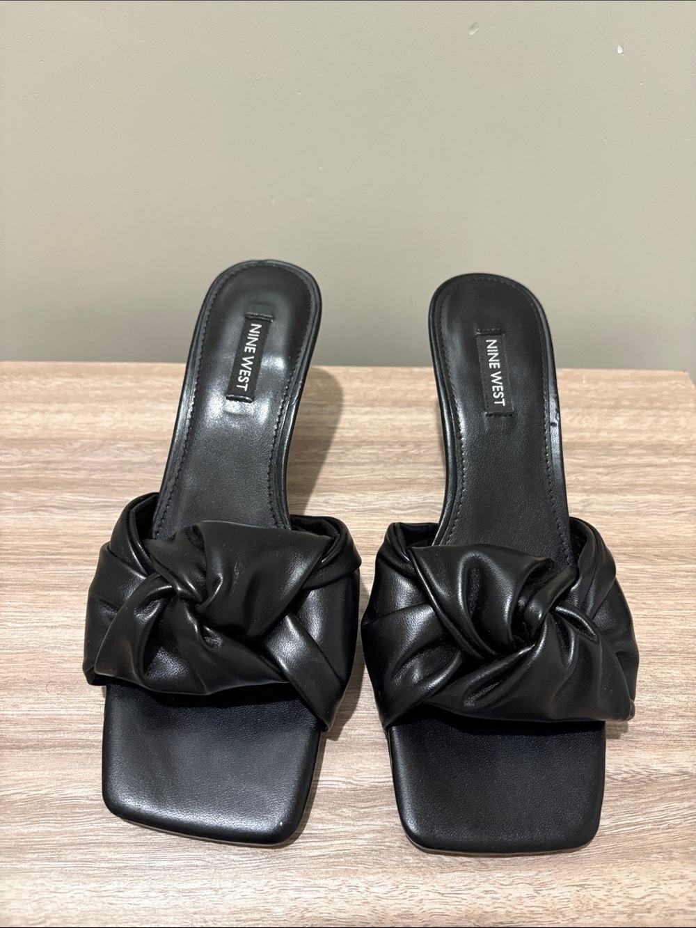 Nine West Black Knotted 2 Inch Mule Heels